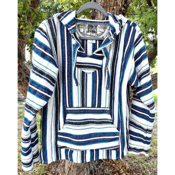 Original Senor Lopez Hoodie Blue & White Striped Size S - Picture 1 of 6